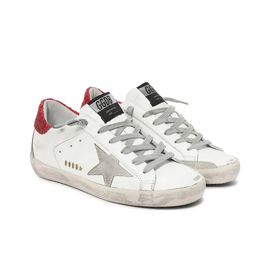 Golden Goose Super Star Nappa Star and Red Glitter tab heel Sneakers