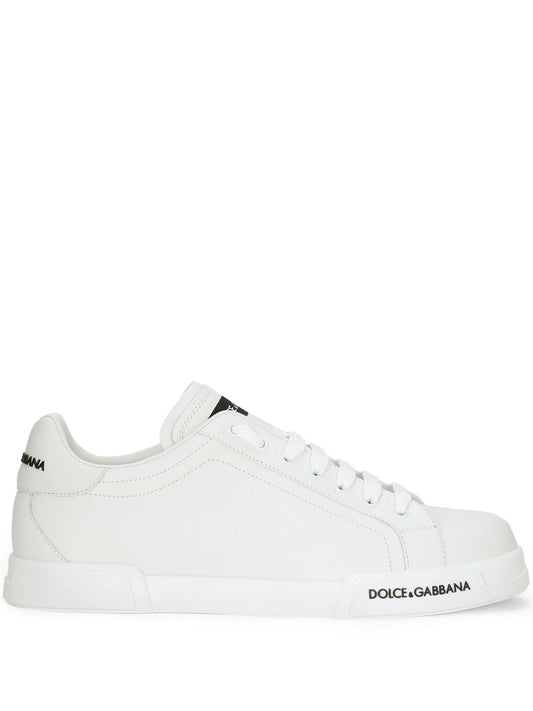 Dolce & Gabbana White logo-patch low-top sneakers_Unique Store