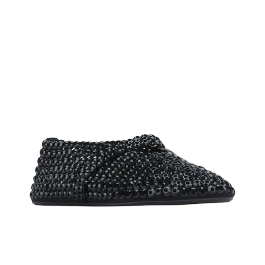 ALAïa Suede Glass-Embellished Ballet Black