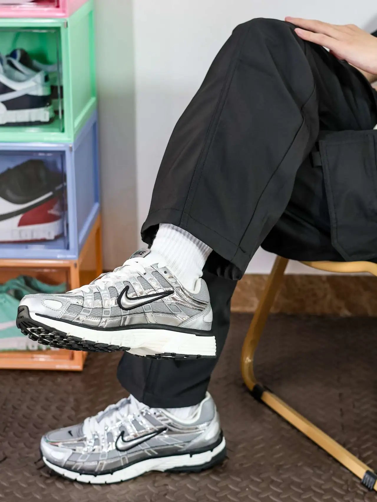 Nike P 6000 Abrasion Resistant White Silver Sneakers