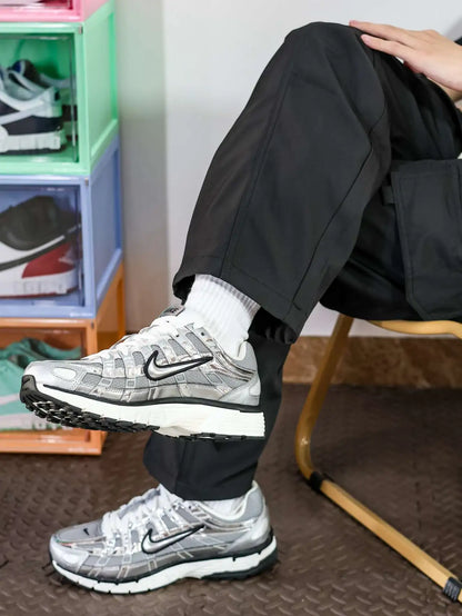 Nike P 6000 Abrasion Resistant White Silver Sneakers