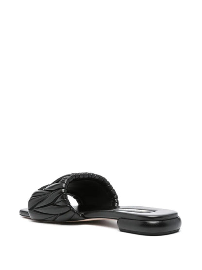 Miu Miu matelassé Black leather sandals