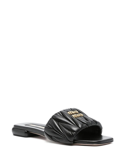 Miu Miu matelassé Black leather sandals