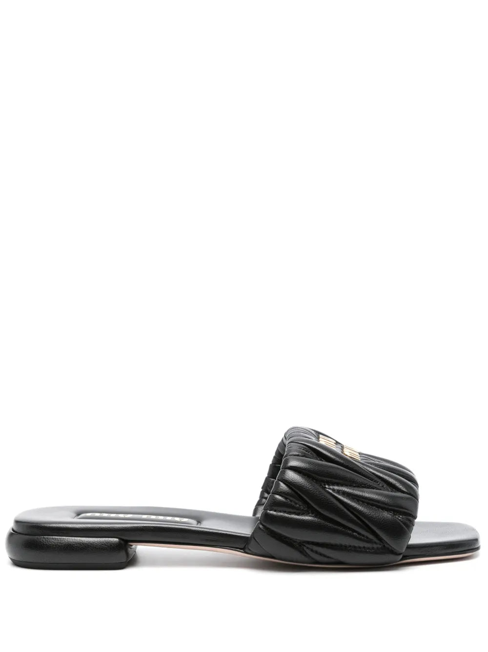 Miu Miu matelassé Black leather sandals_Unique Store
