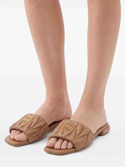 Miu Miu matelassé Beige leather sandals