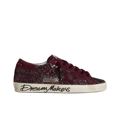 Golden Goose Super Star Dream Maker Burgyndy Glitter Sneakers