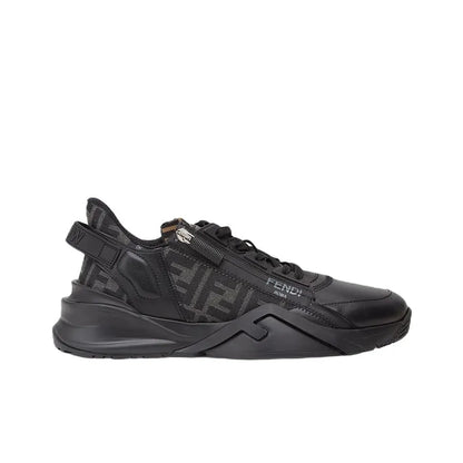 FENDI Flow Black Leather sneakers_Unique Store