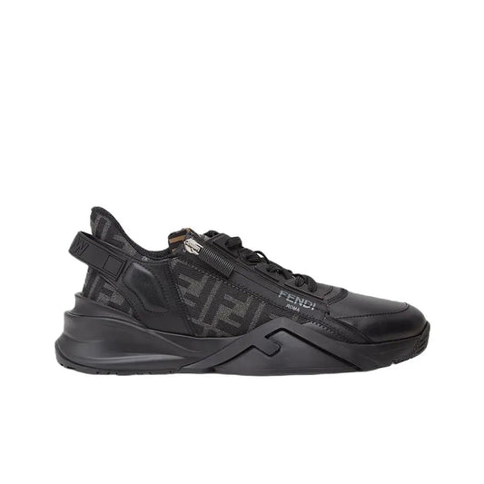 FENDI Flow Black Leather sneakers_Unique Store