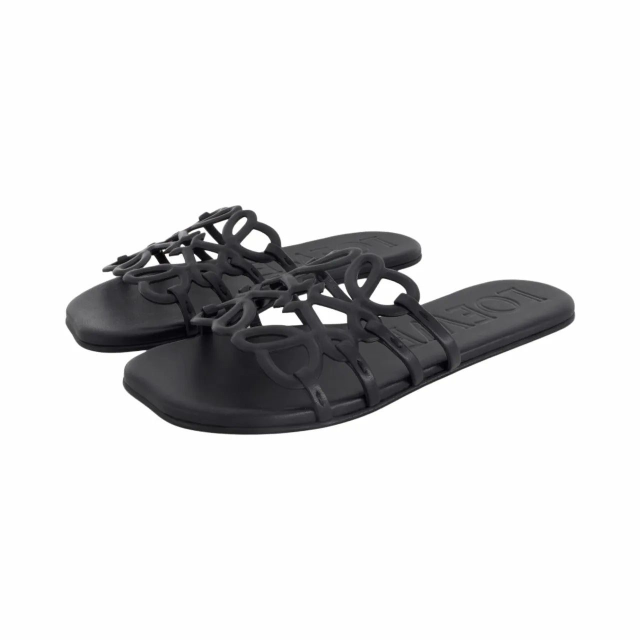 Loewe Petal Anagram Black Slides