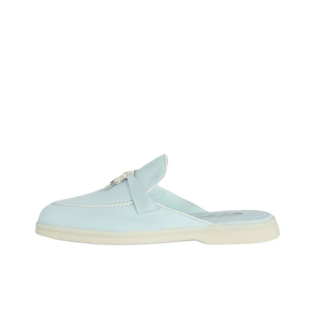 Loro Piana Suede Summer Light Blue Cut Mules