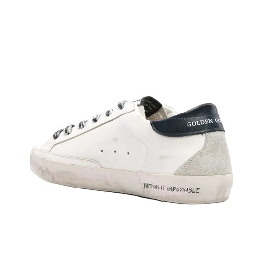 Golden Goose Super Star White Rose Glitter Star and Black tab heel Sneakers