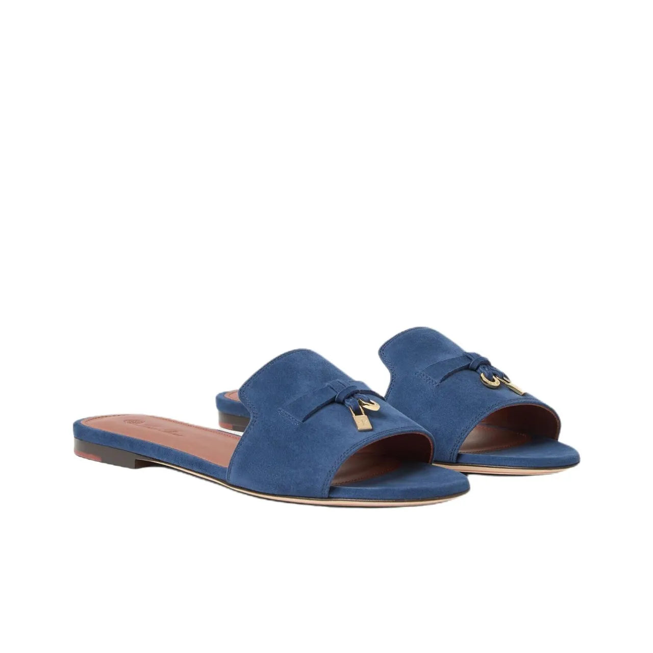 Loro Piana Summer Charms Light Navy Flat Mule