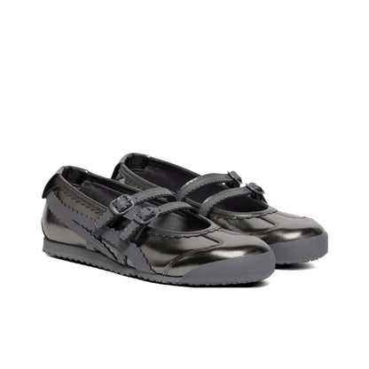 Onitsuka Tiger Mexico 66 Tgrs Mary Jane Silver Shiny black