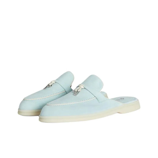 Loro Piana Suede Summer Light Blue Cut Mules