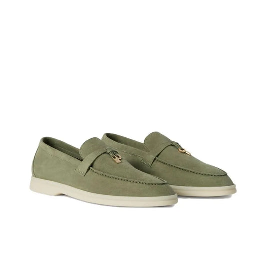 Loro Piana Summer Charms Walk Loafer Ribbon Green Suede