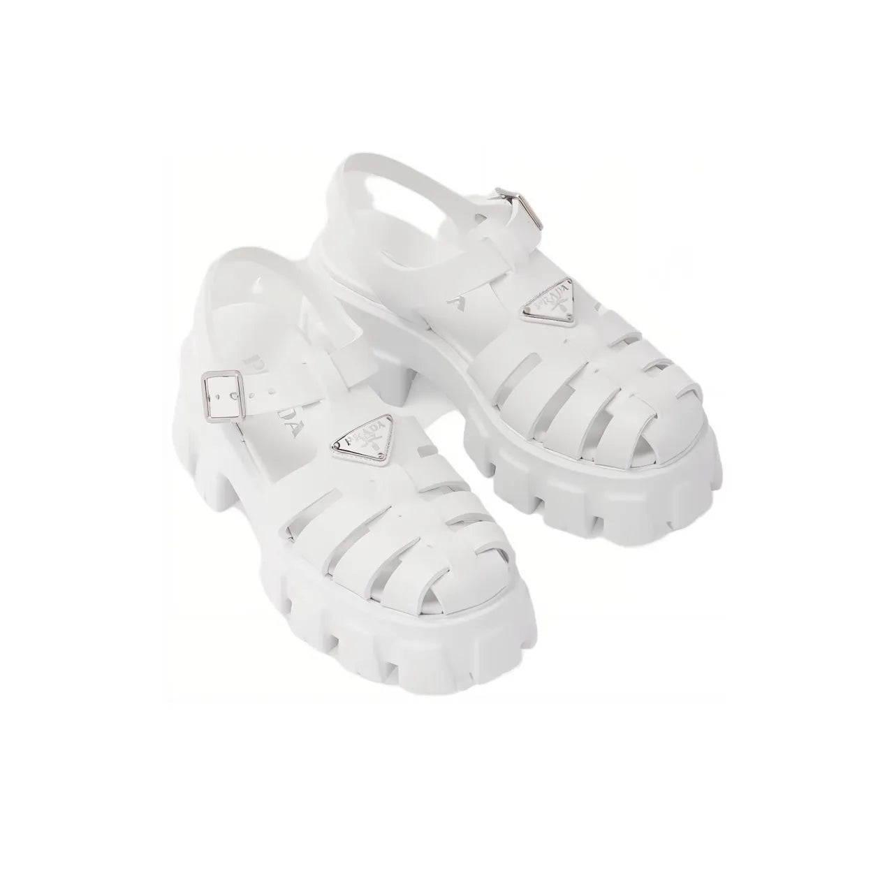 PRADA Monolith Roman White Sandals