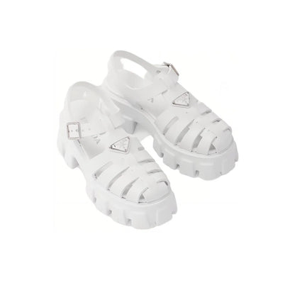 PRADA Monolith Roman White Sandals