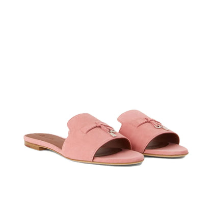 Loro Piana Summer Charms Pink Flat Mule