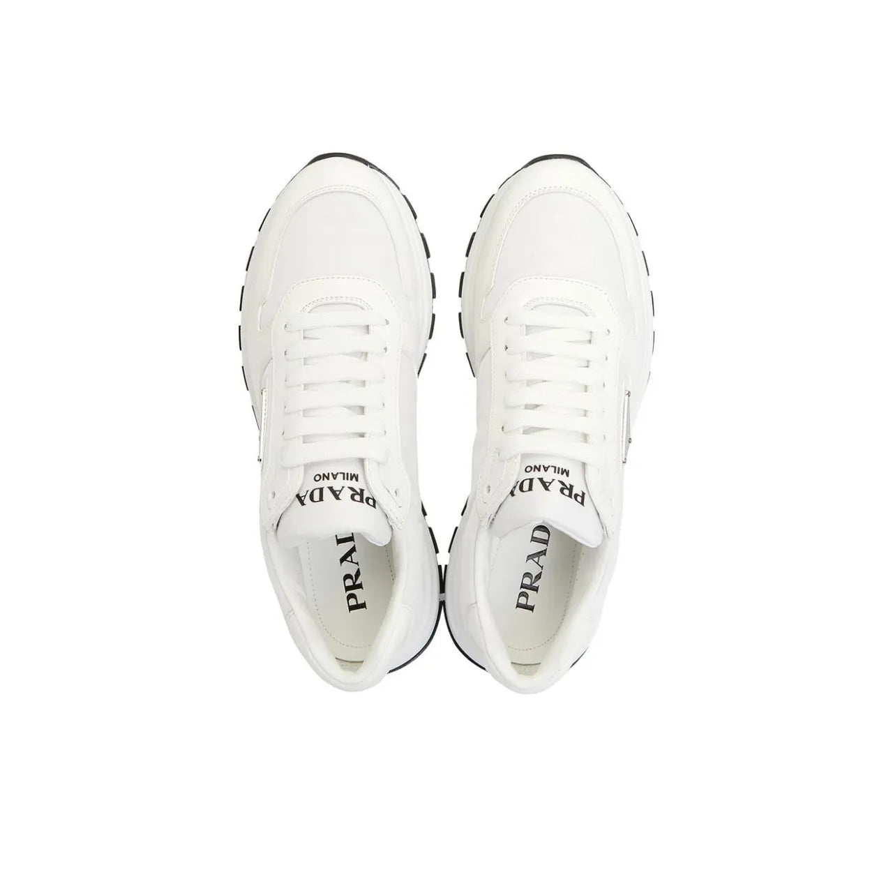 PRADA Prax 01 Leather Nylon White Black Shoes