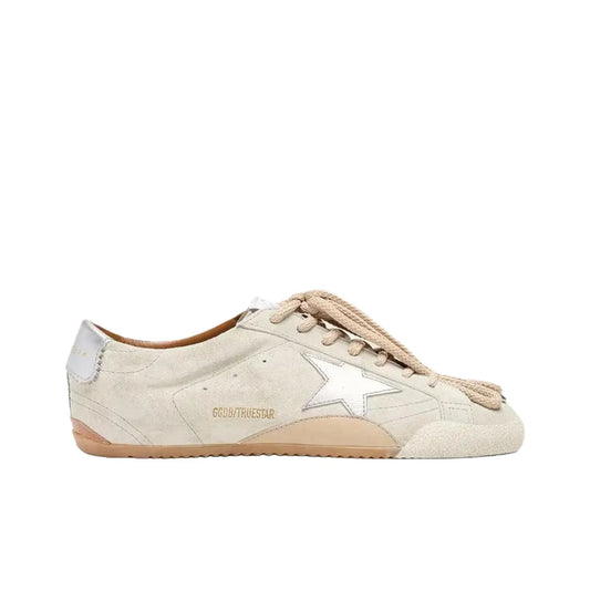 Golden Goose True Star Light Gray Sliver Star and tab heel Sneakers