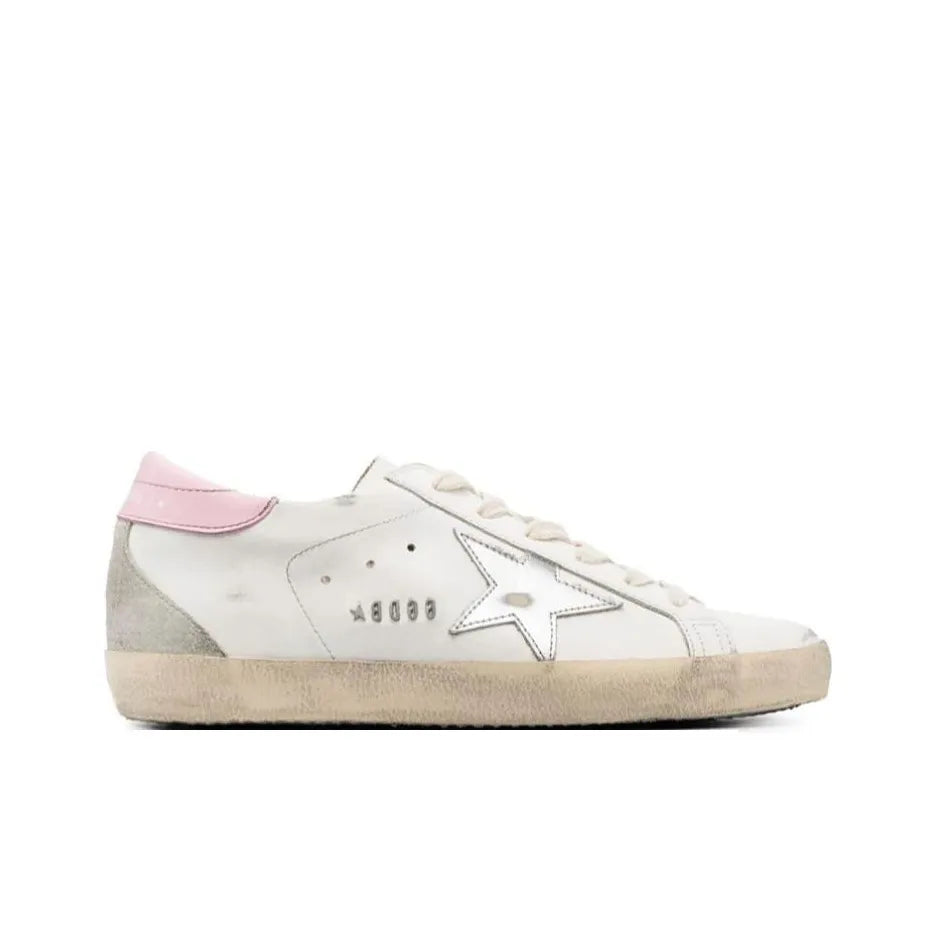 Golden Goose Super Star Nappa Sliver Star and Pink tab heel Sneakers