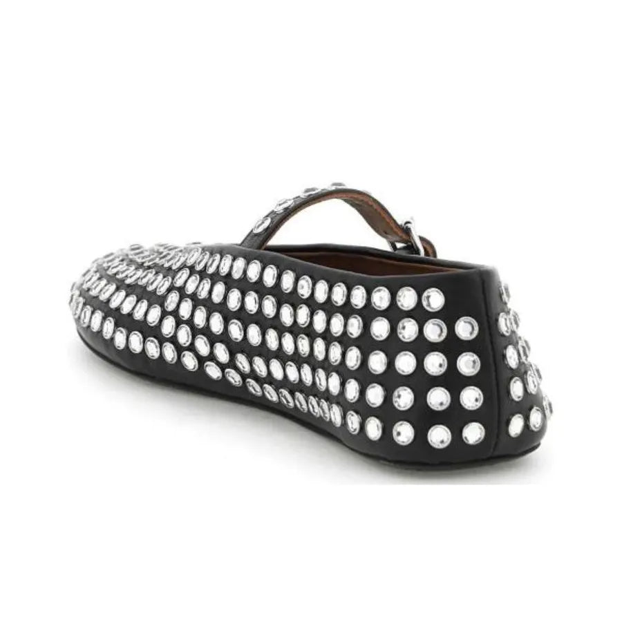 ALAïa Suede Glass-Embellished Ballet Flats