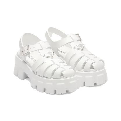 PRADA Monolith Roman White Sandals