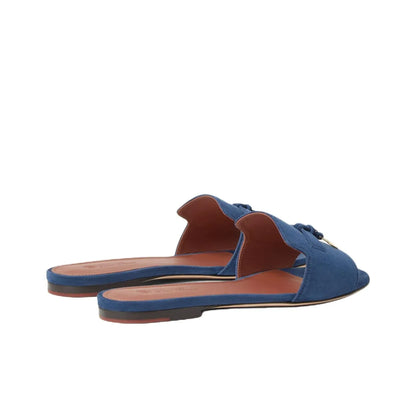 Loro Piana Summer Charms Light Navy Flat Mule