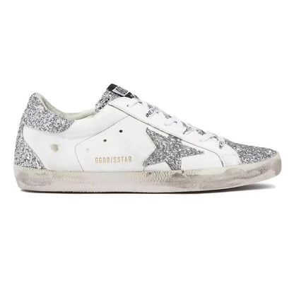 Golden Goose white leather Super-Star with glittery heel tab_Unique Store