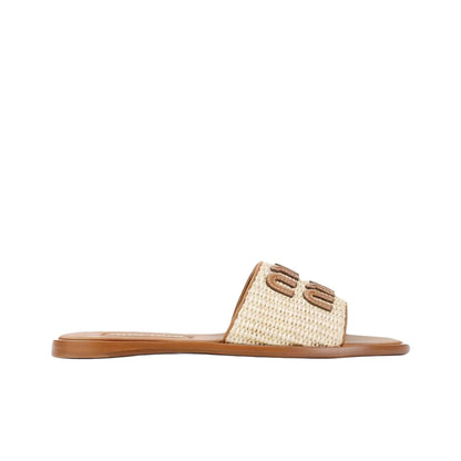 Miu Miu Ecru Brown Flip-Flops_Unique Store