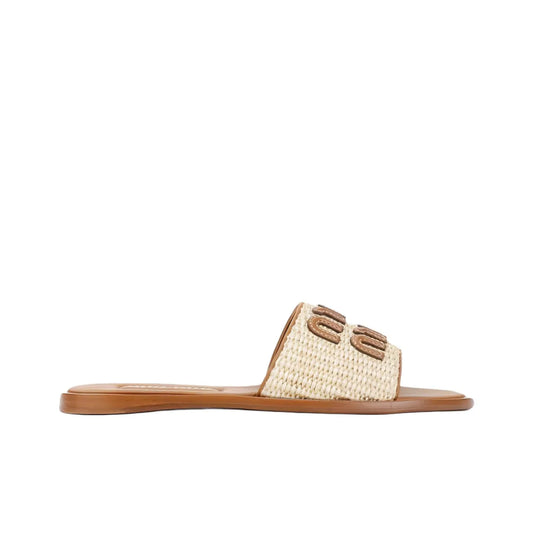 Miu Miu Ecru Brown Flip-Flops_Unique Store
