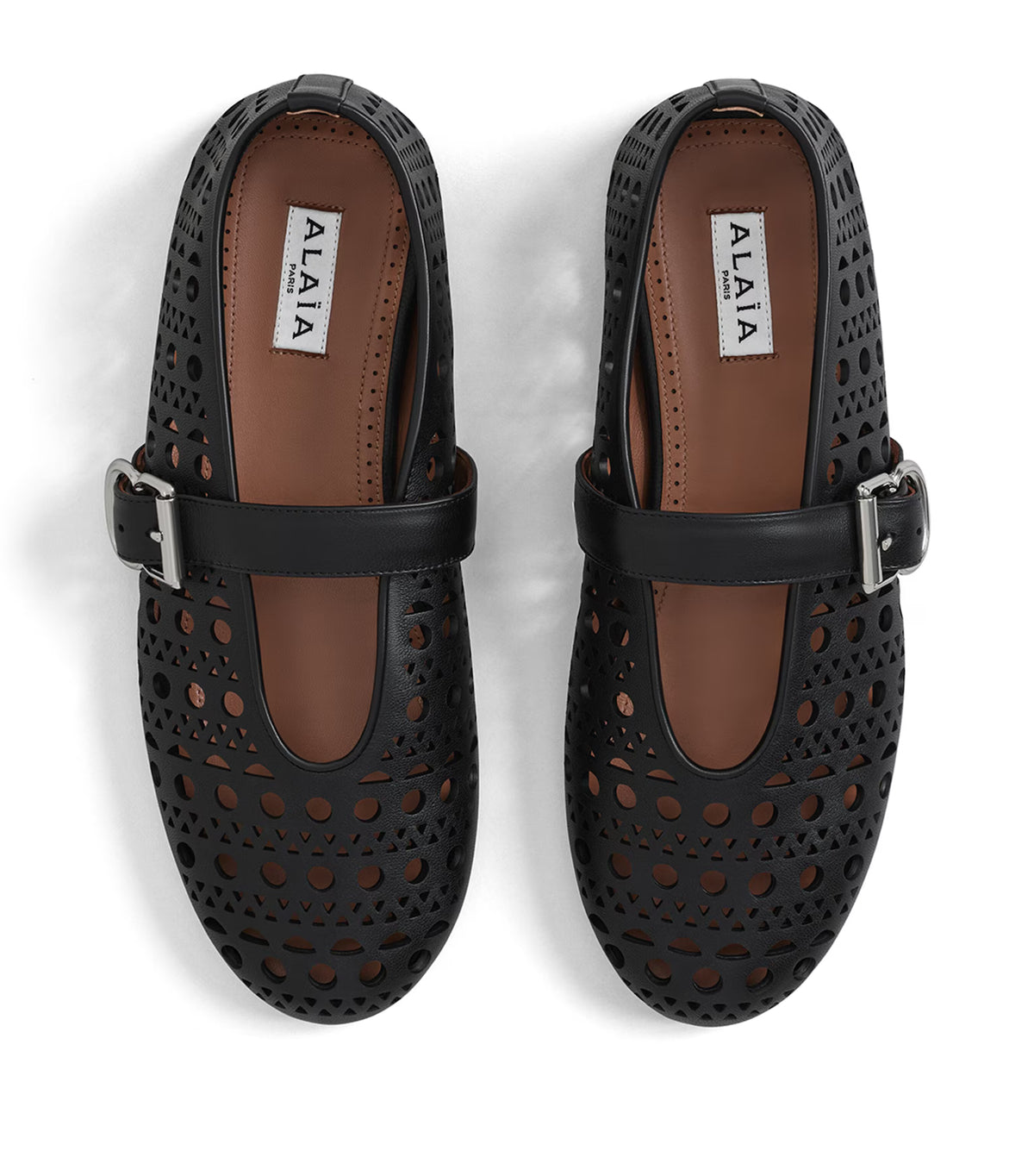 Alaia Black Vienne Lambskin Ballerina Flats