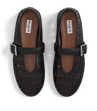 Alaia Black Vienne Lambskin Ballerina Flats