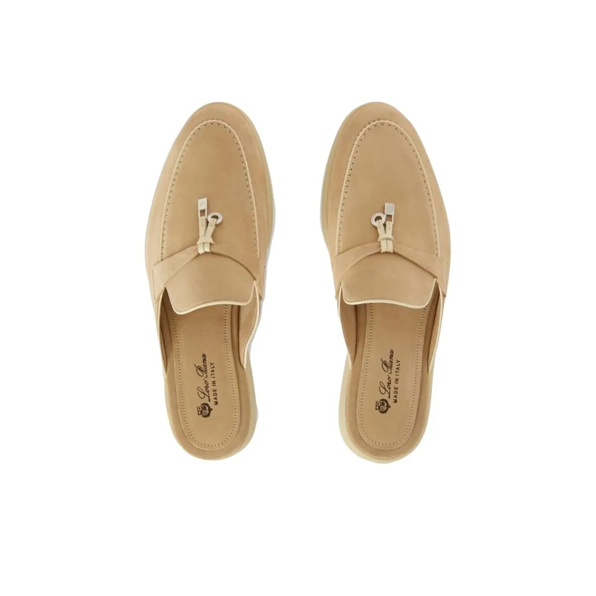 Loro Piana Suede Summer Beige Cut Mules