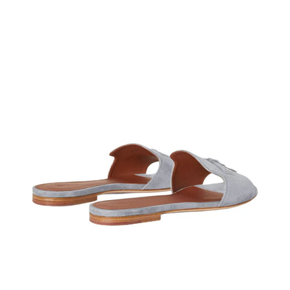 Loro Piana Summer Charms Light Gray Flat Mule