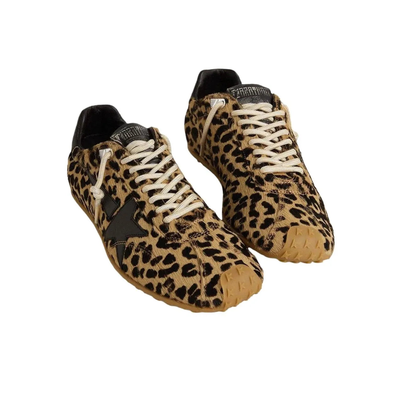 Golden Goose Marathon Speed Leopard Print Black Star Sneakers