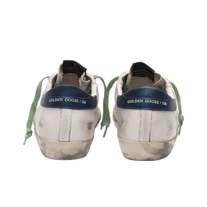 Golden Goose Super Star White Purple Glitter Star Navy tab heel Sneakers