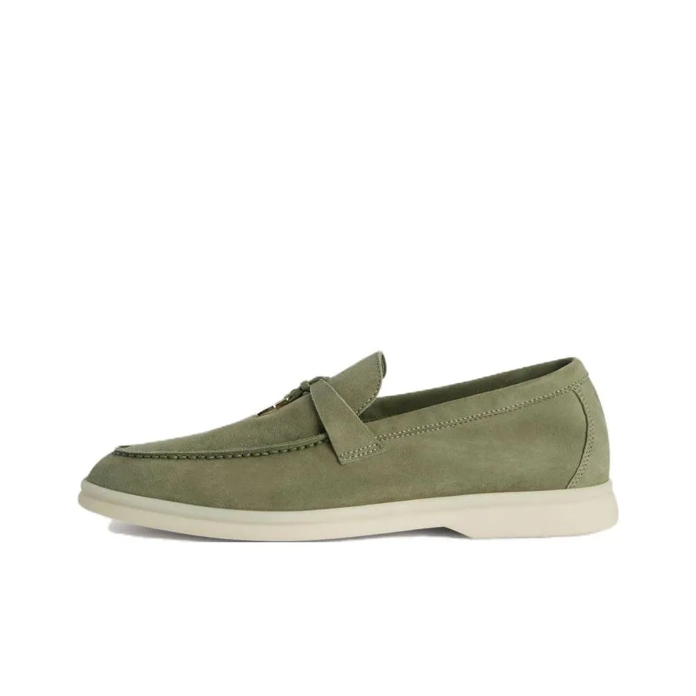 Loro Piana Summer Charms Walk Loafer Ribbon Green Suede