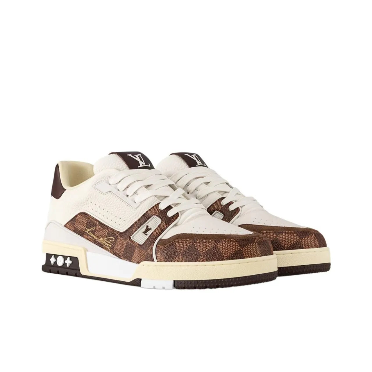 Louis Vuitton LV Trainer #54 Signature White Mocha Brown sneaker