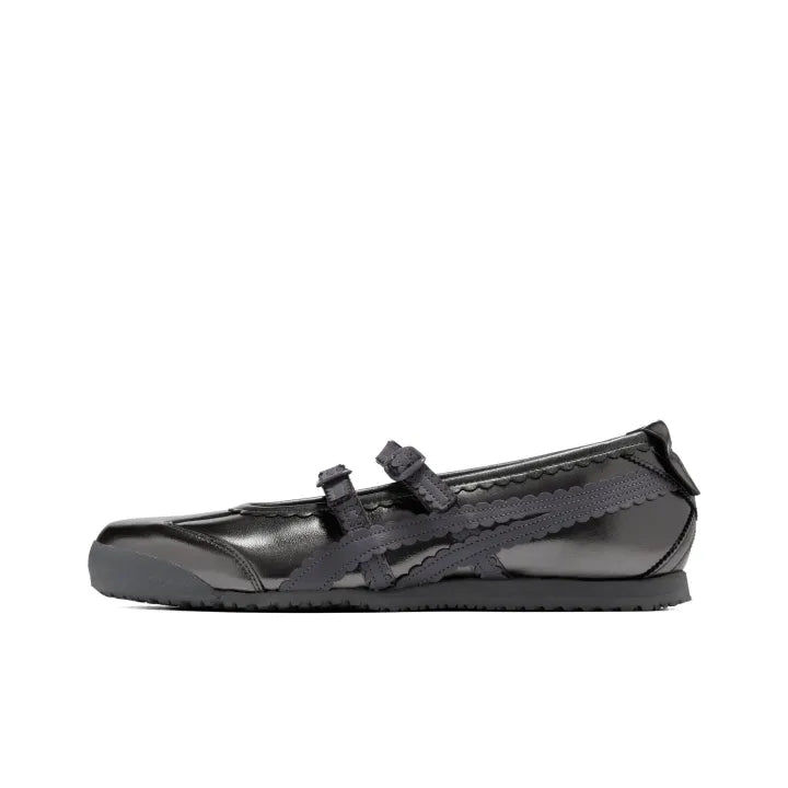 Onitsuka Tiger Mexico 66 Tgrs Mary Jane Silver Shiny black