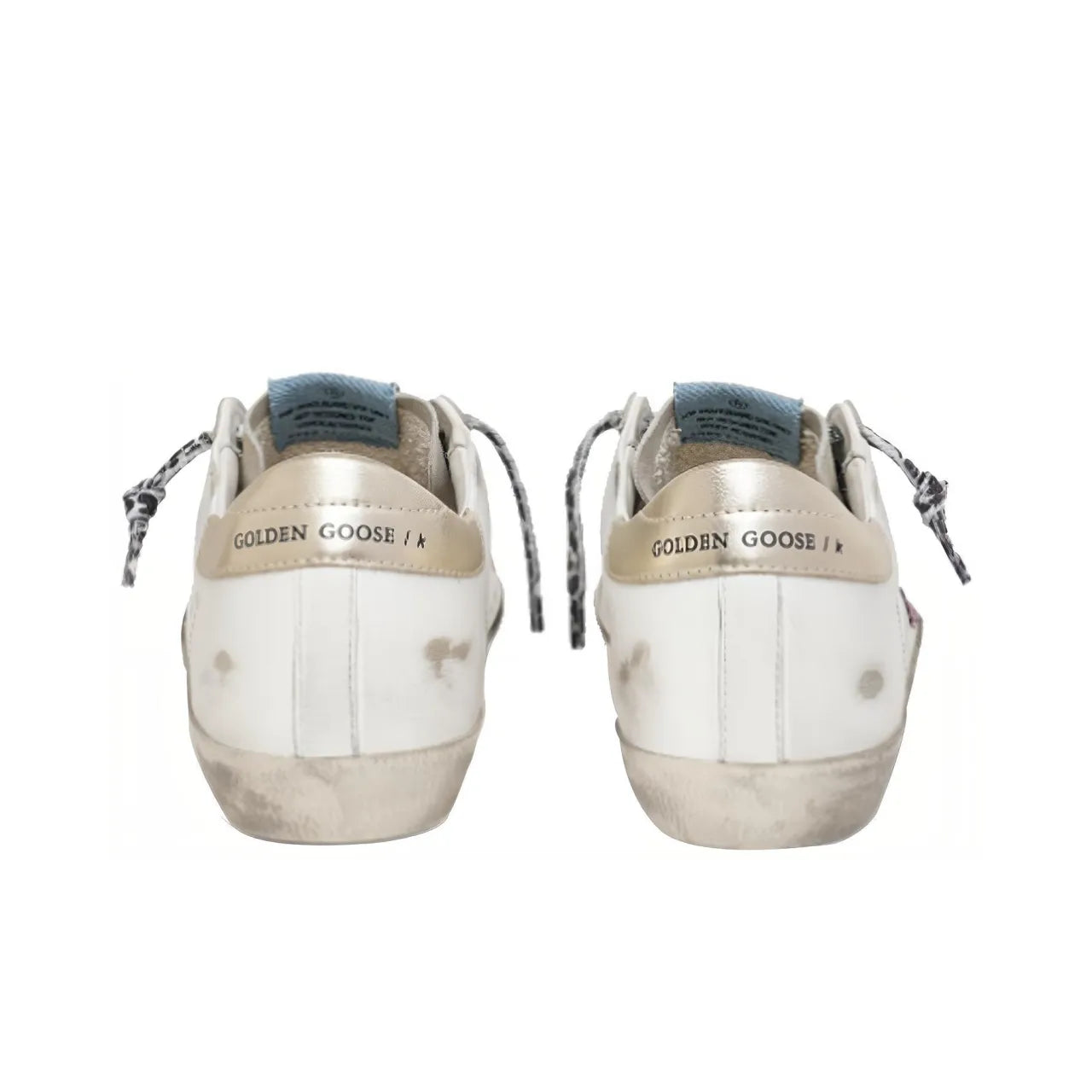 Golden Goose Super Star White Purple Star and Gold tab heel Sneakers