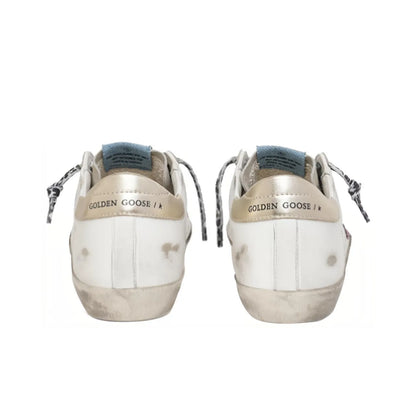 Golden Goose Super Star White Purple Star and Gold tab heel Sneakers