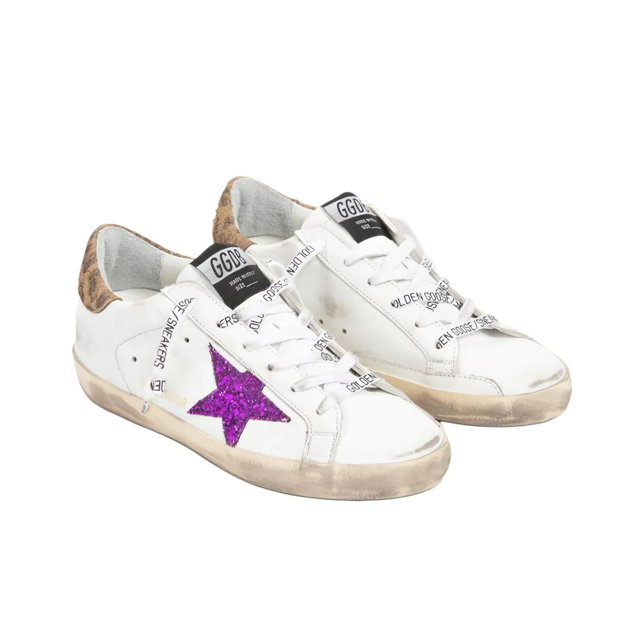 Golden Goose Femme Super-Star Purple Glitter Leopard Sneakers