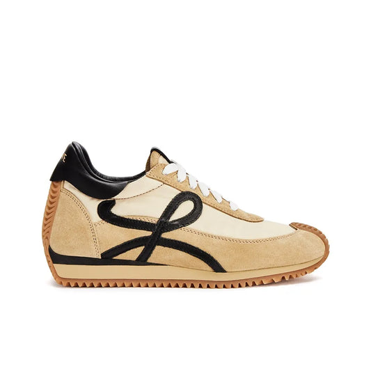Loewe Flow Runner in nylon and suede Gold Black Sneakers_Unique Store
