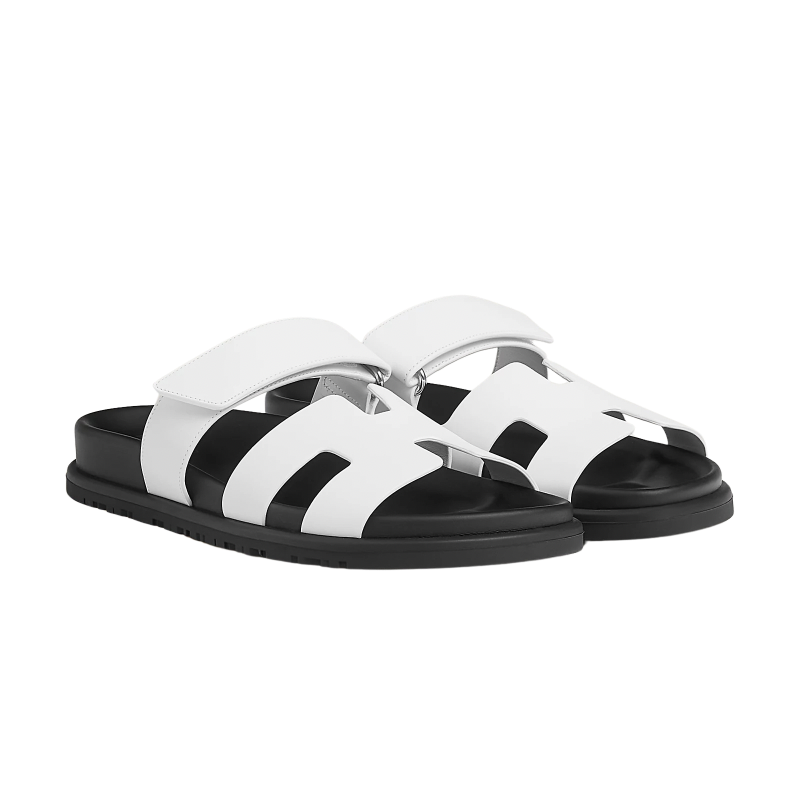 Hermes Chypre Sandal Blanc Calfskin Leather