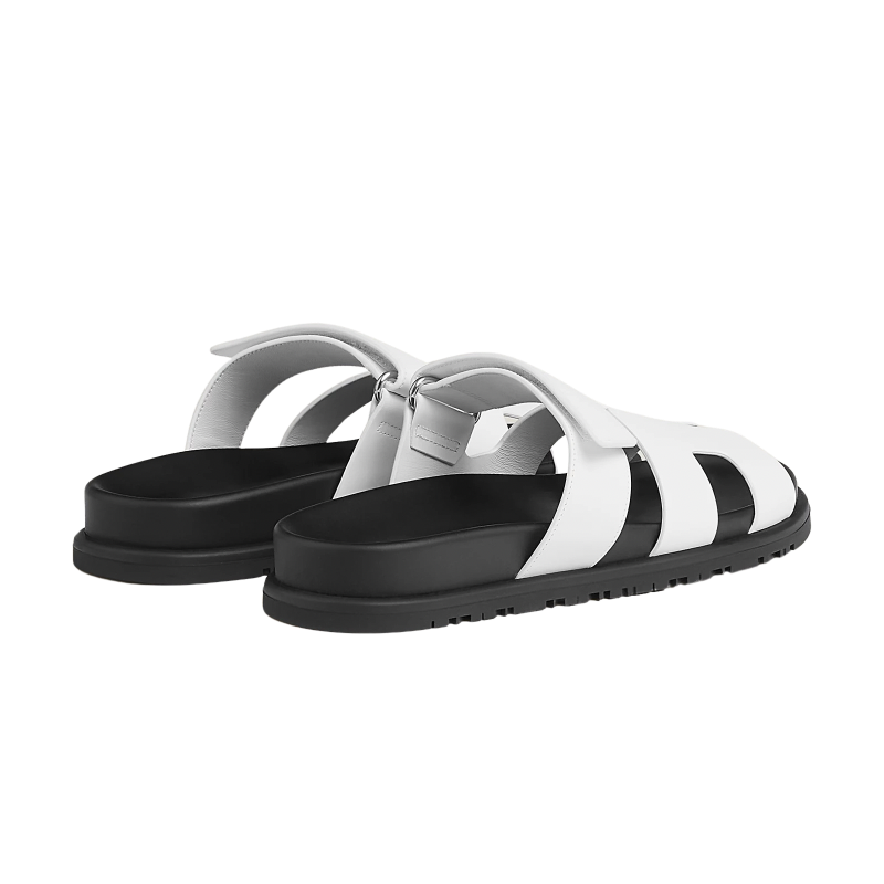 Hermes Chypre Sandal Blanc Calfskin Leather