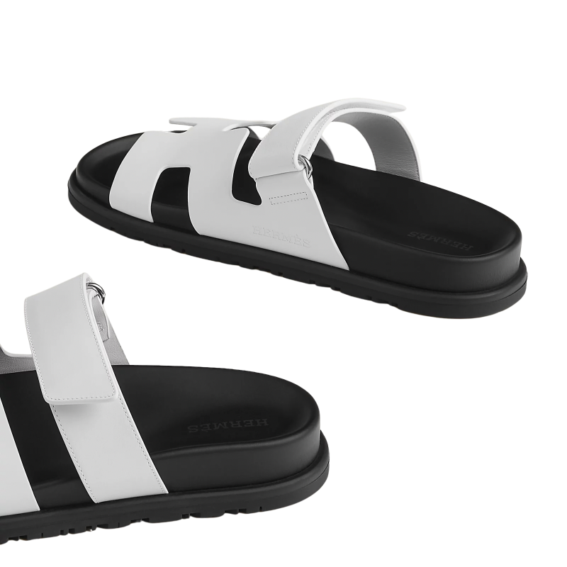 Hermes Chypre Sandal Blanc Calfskin Leather