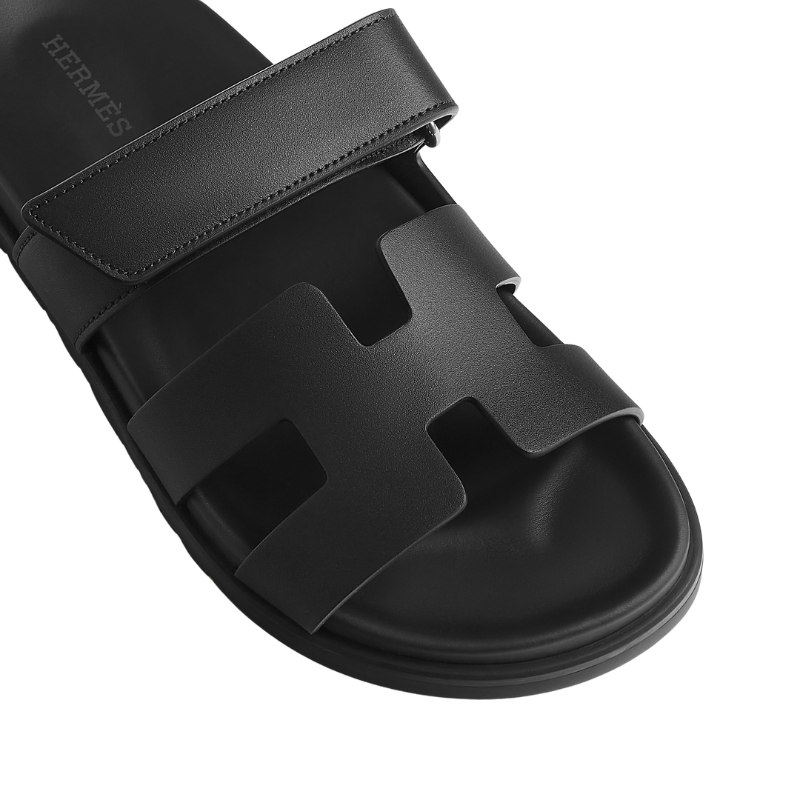 Hermes Chypre Sandal Noir Calfskin Leather