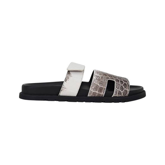 Hermes Himalaya Crocodile Chypre Slingback Flat Sandals_Unique Store