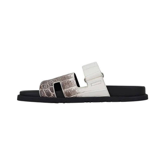 Hermes Himalaya Crocodile Chypre Slingback Flat Sandals